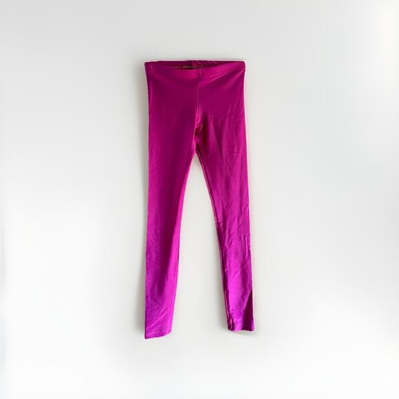 American Apparel Metallic Hot Pink Lamé Leggings – XS, Rare Y2K, Made in USA - Picture 3 of 9